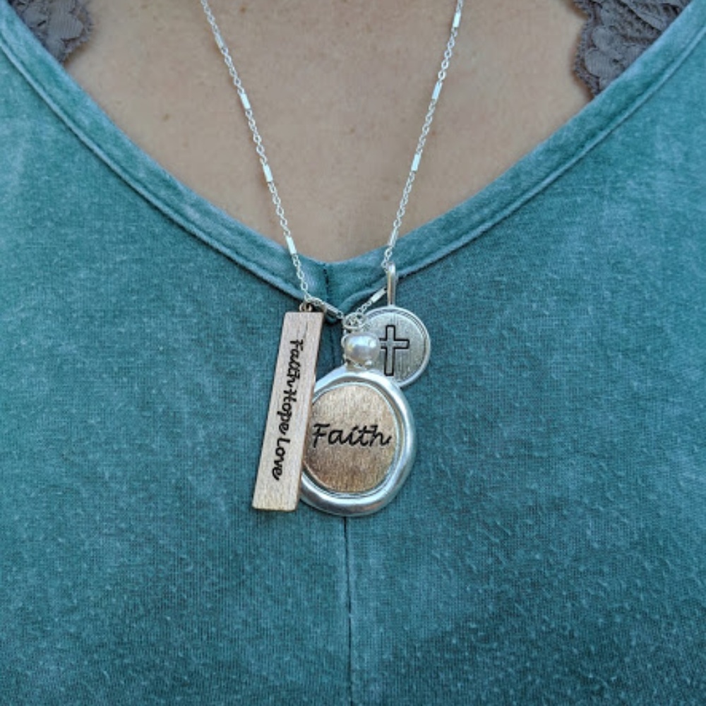 Faith Hope and Love Dangle Necklace
